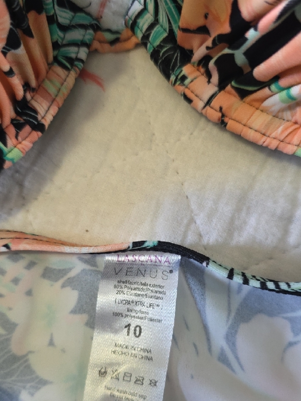 VENUS Floral Bikini Top & Bottoms in Black, Peach & Mint - Picture 3 of 4